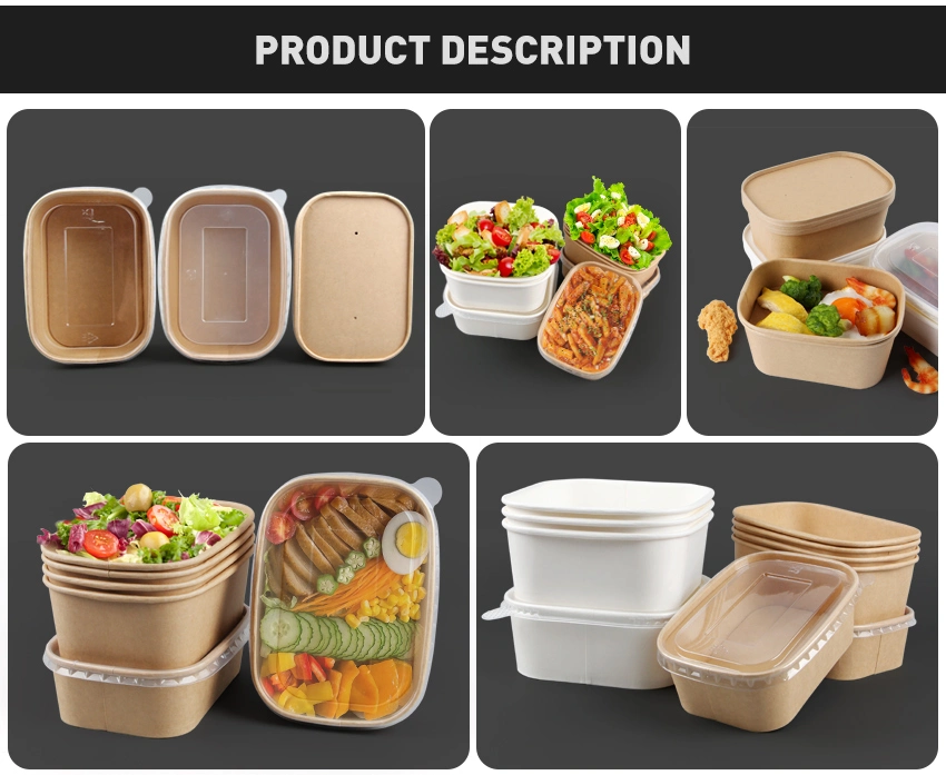 Biodegradable Square Bowl Food Containers Fruit Lunch Takeaway Packaging Paper Box