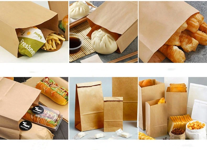 Takeaway Food Packaging Kraft Paper Bags Snack Donuts Fried Chicken Roast Kraft Paper Storage Packing Bag Greaseproof White and Brown Kraft Bags at Cheap Price