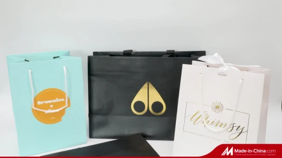 Bijoux imprimés personnalisés Sac cadeau en papier cadeau Sac en papier cadeau de luxe avec logo bronzant