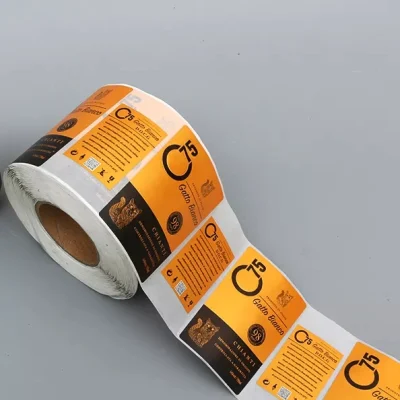 Autocollants d'étiquette d'impression d'emballage de produit alimentaire de conception de papier d'emballage de rouleau auto-adhésif mat fait sur commande